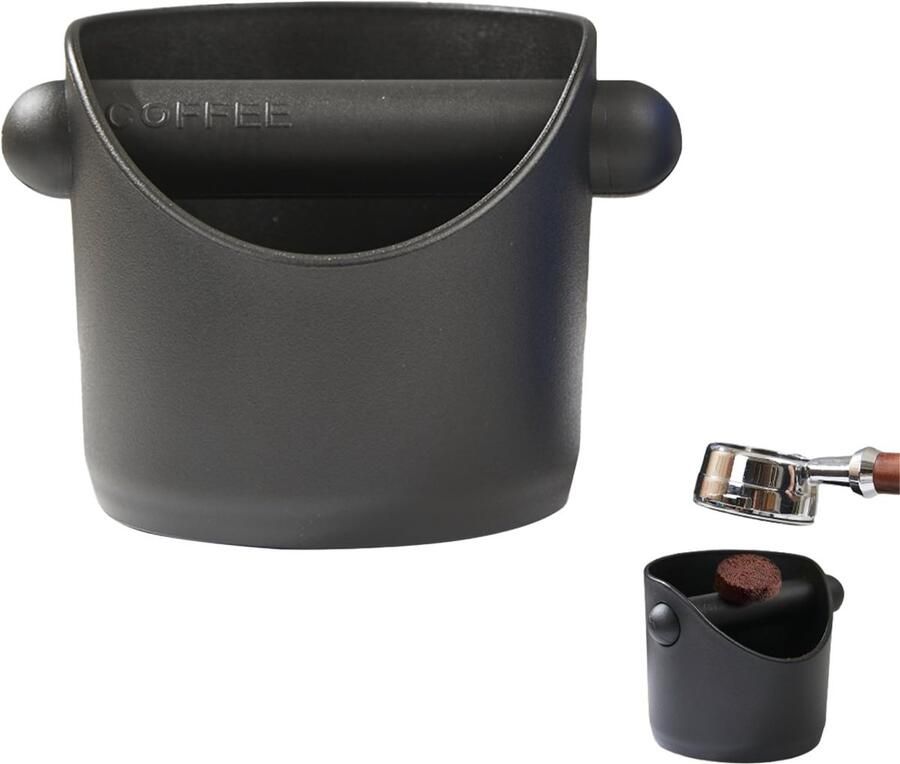 Espresso Coffee Knock Box Coffee Knock Box Rubber Coffee Holder with Silicone Rod Accessories for Espresso Collection and Recycling 94 x 3.94 x 4.33 Inch (Black)