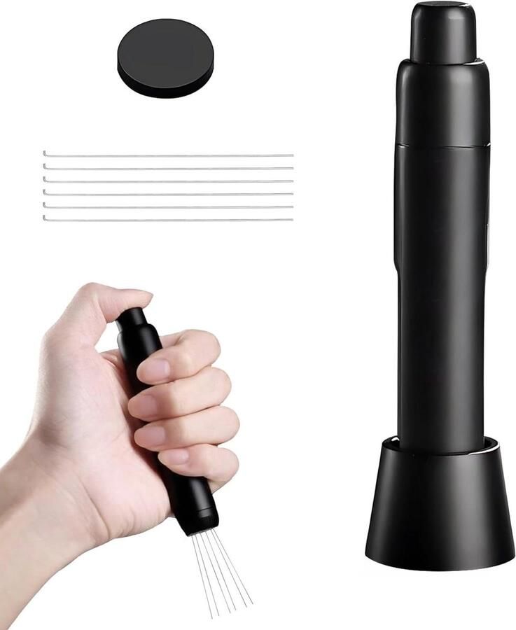 Espresso Distributie Tool Koffie Roermachine Barista Werk Intrekbaar Ontwerp 0.35mm 6 Naalden Zwart