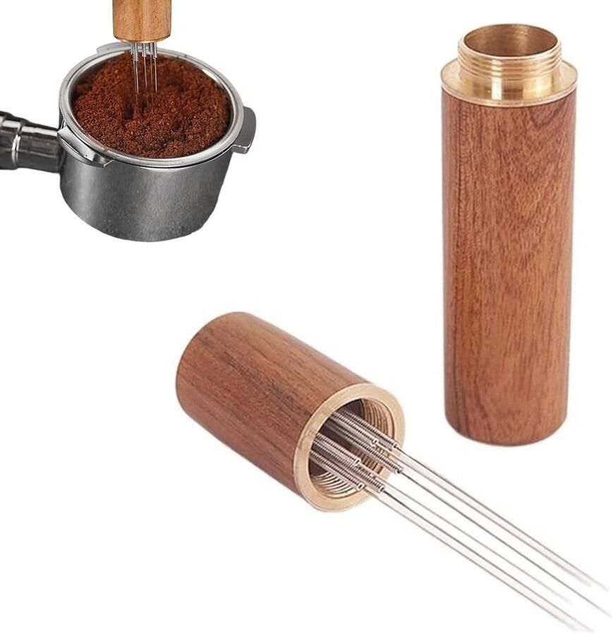 Espresso divider met 6 roestvrijstalen roerstaafjes voor perfecte koffie-mixen en WDT-techniek