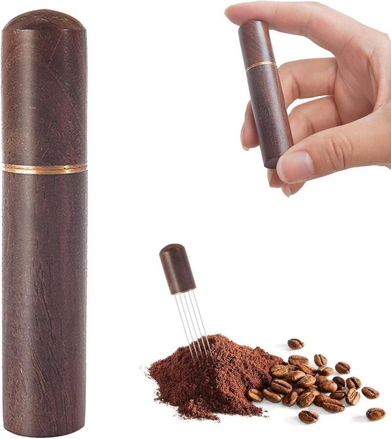 Espresso Divider Tool met 6 Fijne Naalden Koffie Accessoires voor Perfecte Extractie Tamper en Houten Handvat