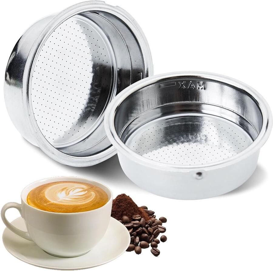 Espresso Filtermand voor Koffiemachine 51 mm RVS Set van 2 Dubbele en Enkele Koffiefilters voor Perfecte Espresso