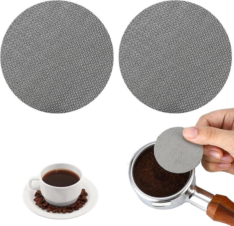 2 Stuks Espresso Puckscreen 51mm 150μm RVS Filter voor Sieve Carriers met Opbergdoos Accessoires voor Koffiezetten en Barista Tools