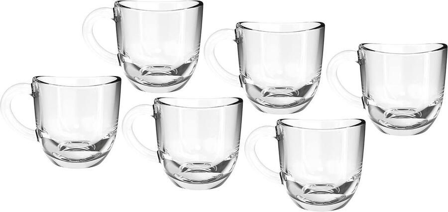 Espresso Glazen Koffie Kopjes Kleine Koffie Genieten Stapelbaar Ontwerp 80 ml Set van 6 Transparant