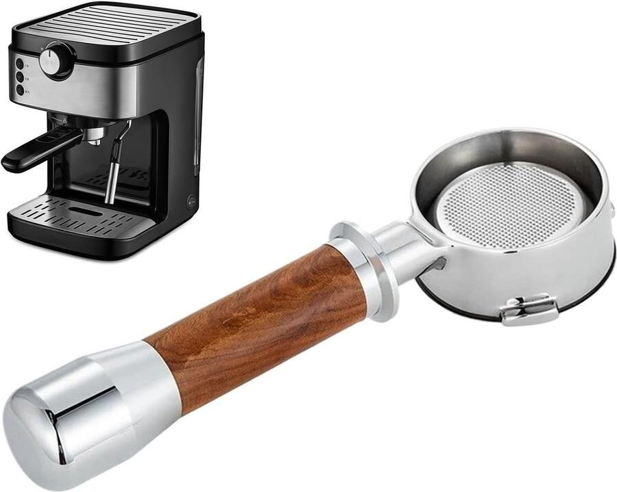 Espresso Handvat Bodemsloze Filterdrager Koffie Bereiden Roestvrij Staal 58 mm Zilver