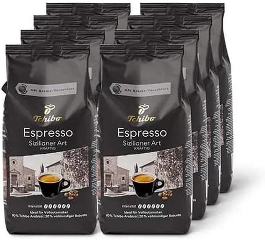 Espresso Hele Bonen Donker Gebrand Intense Smaak Grootverpakking 8x1kg