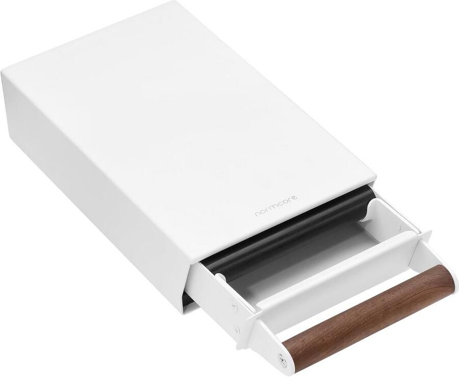 Espresso Klopbox met Walnoot Handvat Roestvrijstalen Koffieklopper Lade Onder Grinder Knock-Out Lade Antislip Basis Maat S Wit