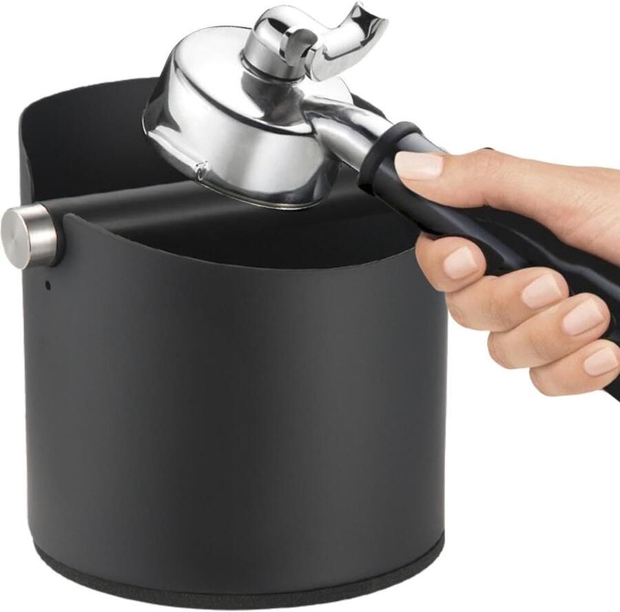 Espresso Knock Box Koffie Prullenbak Koffiedik Verwerken Afneembare Klopstang 16.5 Centimeter Diameter Zwart