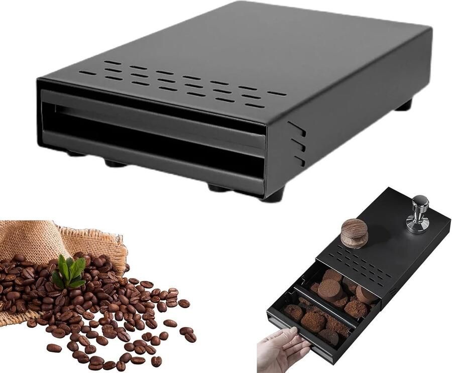 Espresso Knock Box Tray met Verwijderbare Knock Bar en RVS Lades voor Koffieresiduen Ideaal voor Thuis Kantoor en Café