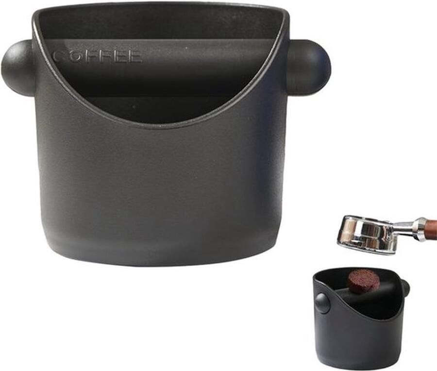 Espresso Koffie Knock Box Koffie Knock Box Rubber Koffiehouder met Siliconen Stang Accessoires voor Espresso Verzameling en Recycling 94 x 3.94 x 4.33 Inch (Zwart)