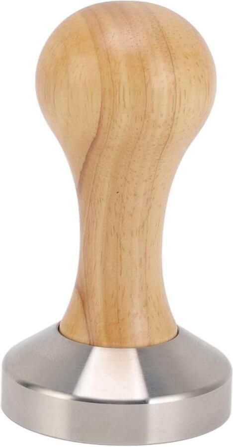 Espresso Koffie Tamper Koffie Pers Espresso Bereiden Massief Houten Handgreep 51MM Zilver
