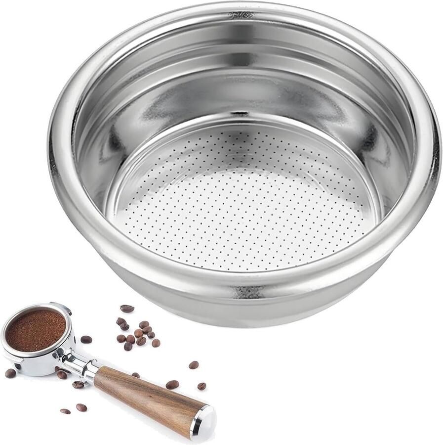 Espresso Koffiefilter Mand 58mm voor Drukloze Filter Basket RVS Dubbele Espresso 2 Kopjes Geschikt voor E61 Bottomless en 18-20G Koffie