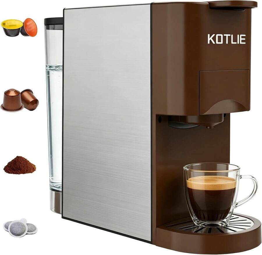 Espresso Koffiezetapparaat Bruin 4-in-1 Functionaliteit 19 Bar Druk Voor Koffieliefhebbers