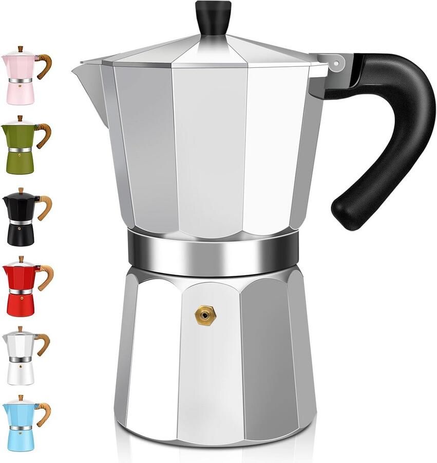 Espresso Koffiezetapparaat Moka Pot Thuis Koffie Maken Aluminium Duurzaam Ontwerp 6 Kops 300ml Zilver