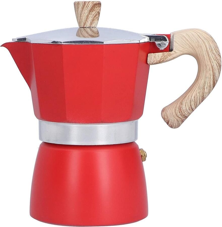 Espresso Koffiezetapparaat Moka Pot Thuis Koffie Maken Hittebestendig Handvat 3 Kopjes 150ml Rood