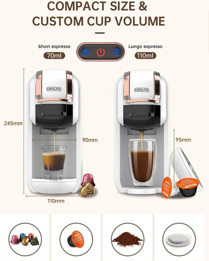 Espresso Koffiezetapparaat Zwart 19 Bar Pompdruk 0 6 Liter Watertank Compact Formaat Koffiecupmachine