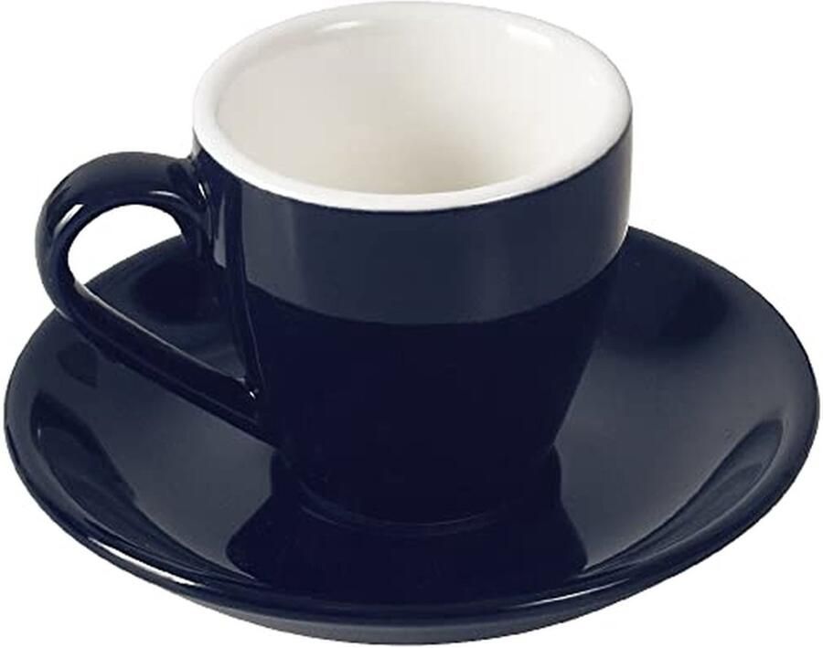 Espresso Kop met Schotel Koffiekopje Shotglas Koffie Drinken Chipbestendig Porselein 80 ml Donkerblauw