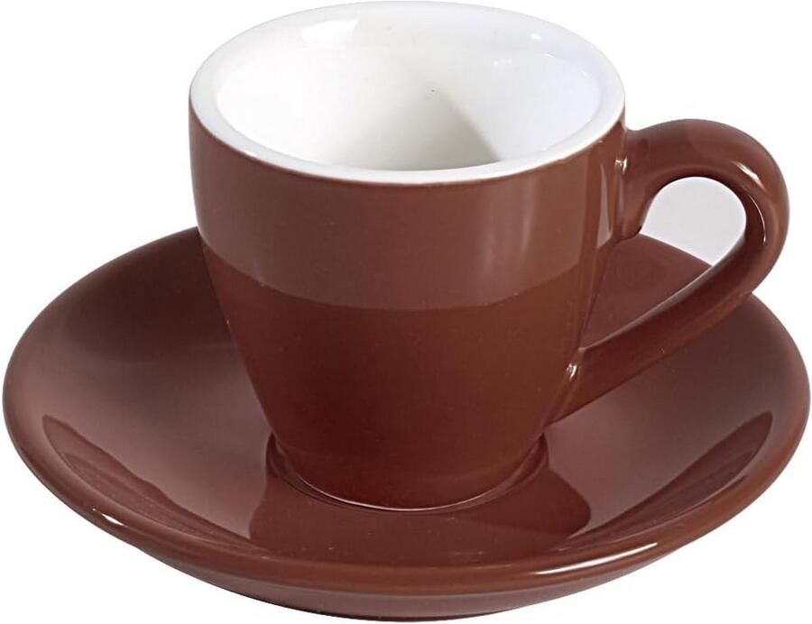 Espresso Kopje Koffiekopje met schotel Koffie Genieten Pro-Grade porselein 80 ml Bruin