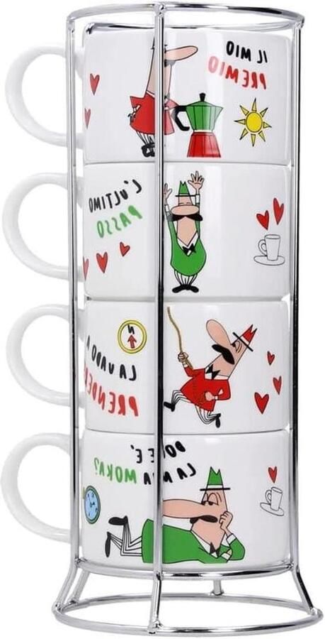 Espresso Kopjes Cappuccino Mokjes Koffie Moment Vaatwasserbestendig 4 stuks 180 ml Multicolor