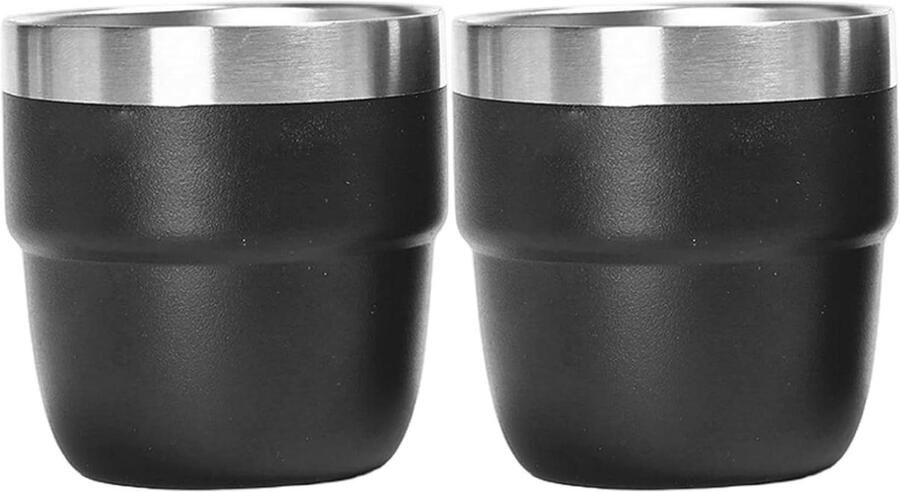Espresso Kopjes Isolerende Mokjes Koffie Onderweg Stapelbaar Ontwerp 120 ml Capaciteit Zwart
