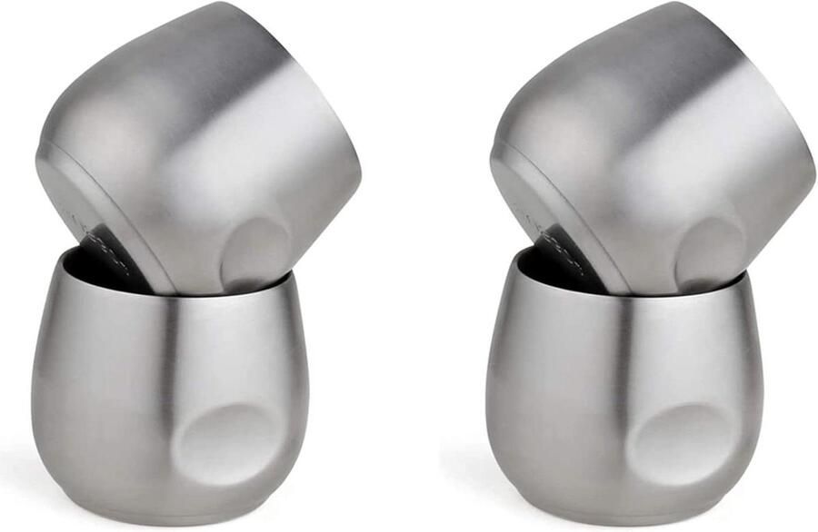 Espresso Kopjes Kleine Tumblers Buiten Genieten Dubbelwandig Geïsoleerd 150ml Zilver