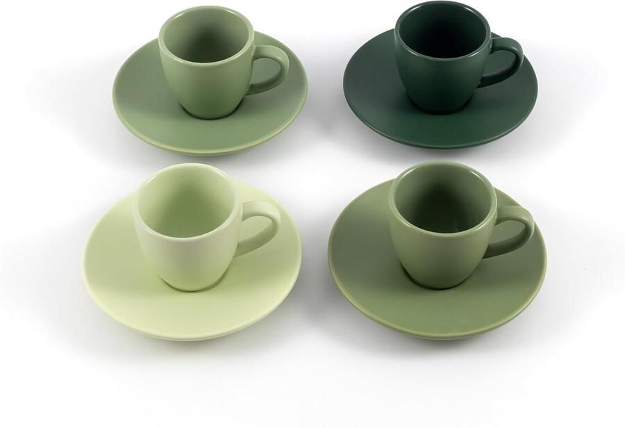 Espresso Kopjes Koffie Kopjes Koffie Moment Handgemaakt Steengoed 75 ml Mat Groen