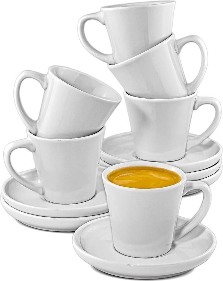Espresso Kopjes Koffie Mokjes Genieten van Koffie Goede Warmtebehoud Set van 6 70ml Wit