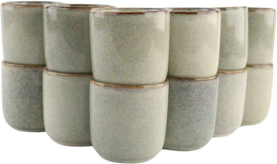 Espresso Kopjes Koffie Mokken Kleine Drankjes Serveren Unieke Handgemaakte Variaties 80ml Inhoud Grijs