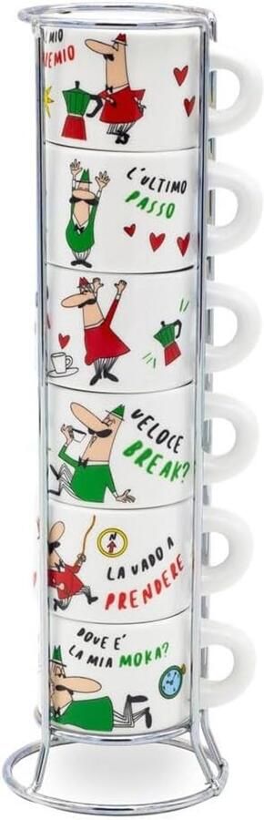 Espresso Kopjes Koffiebekers Set Koffie Genieten Roestvrij Staal 6 Stuks Multicolour