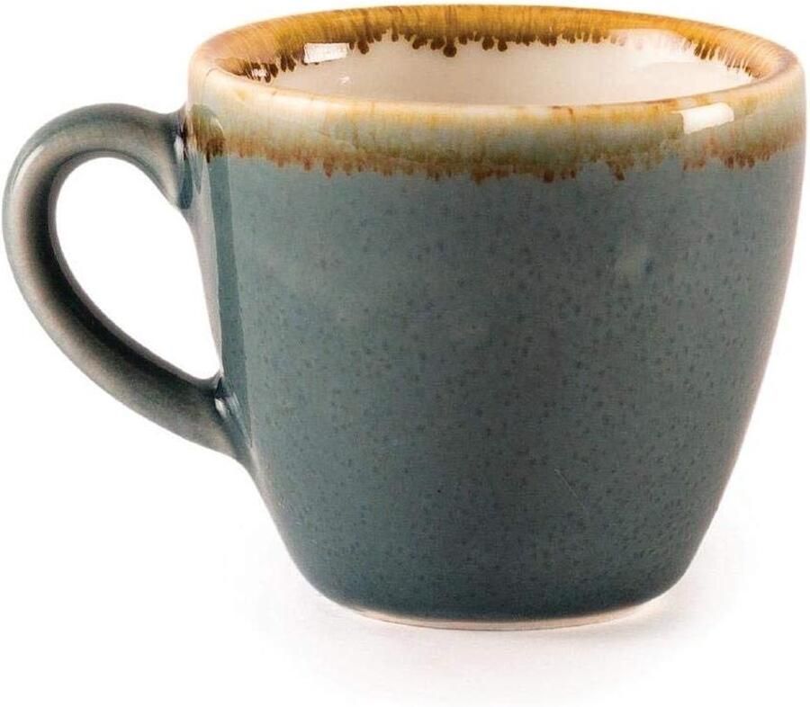 Espresso Kopjes Koffiekopjes Porselein Genieten van Koffie Unieke Glazuur Afwerking 85ml Blauw