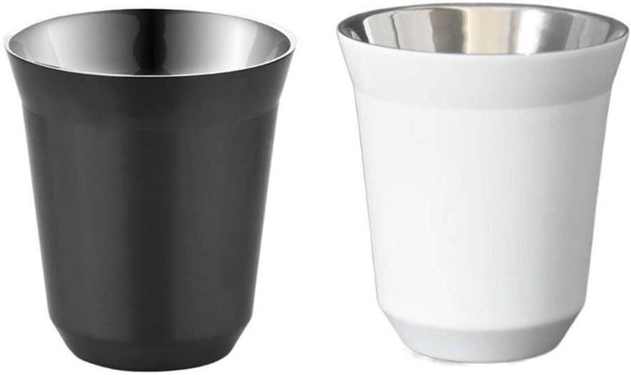 Espresso Kopjes Metalen Mokjes Warme Dranken Dubbelwandig Geïsoleerd 160 ml Wit