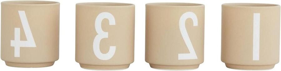 Espresso Kopjes Mini Mokken Koffie Genieten Vaatwasserbestendig 50 ml Set van 4 Beige