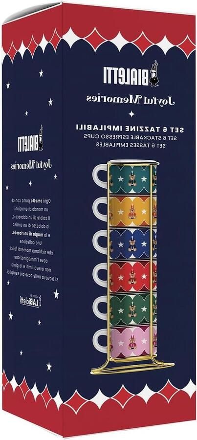 Espresso Kopjes Set Koffie Glazen Koffie Moment Stapelbaar Ontwerp 6 Stuks 60ml Multicolor