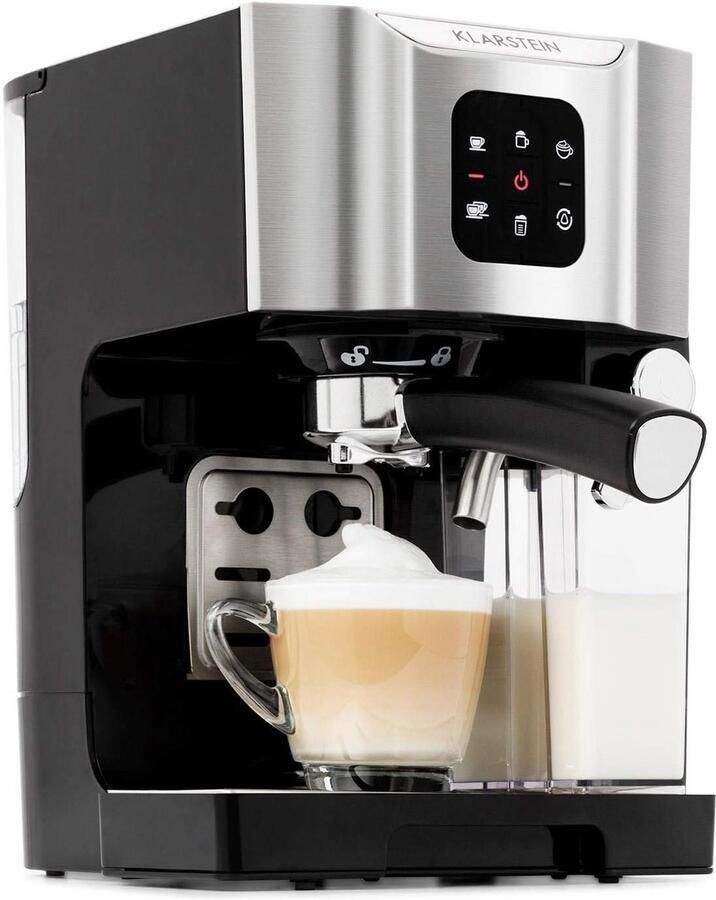 Espresso Machine 3-in-1 Met Melkschuimer 1450 Watt 20 Bar 1.4 Liter Voor Cappuccino Espresso En Latte Macchiato Zilver