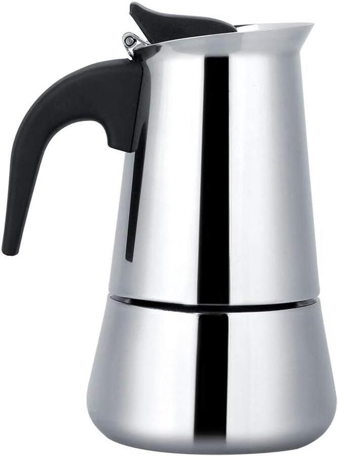 Espresso Machine Koffiepot Moka Koffie Zetten Roestvrij Staal 300ML Zilver