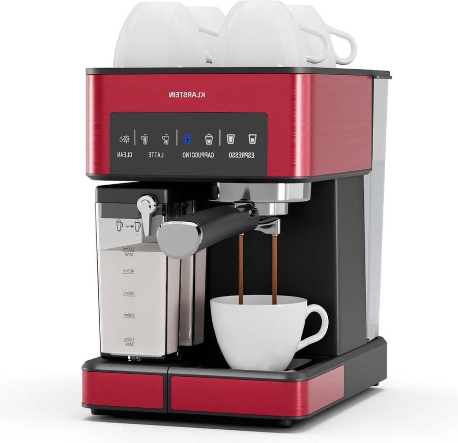 Espresso Machine Koffiezetapparaat Cappuccino Luxe Koffie Maken Met Melkopschuimer 1.8 L Tank Rood