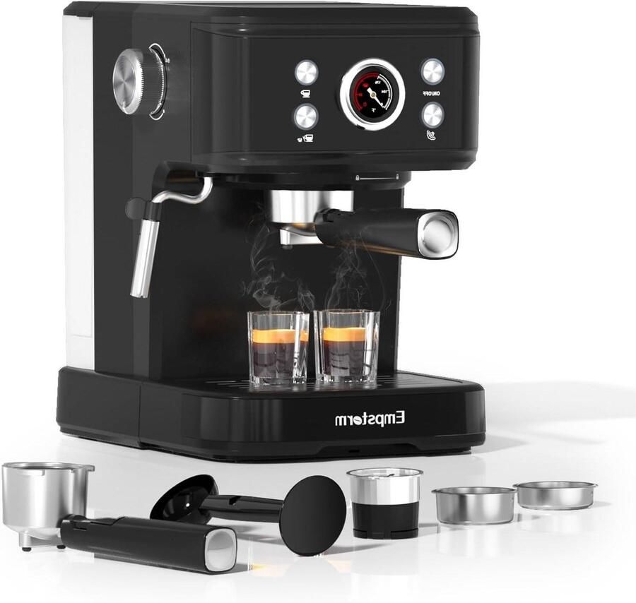 Espresso Machine Koffiezetapparaat Sieve Thuis Koffie Maken 2-in-1 Systeem 1.5L Reservoir Zwart