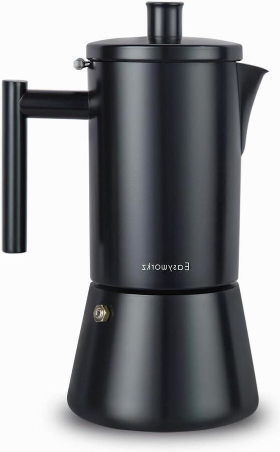 Espresso Machine Moka Pot Koffie Zetten 12 Koppen Capaciteit 520 ml Mat Zwart