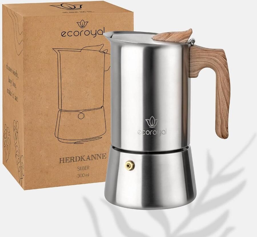Espresso Machine Moka Pot Koffie Zetten Aluminium Vrij 300 ml Zilverkleurig