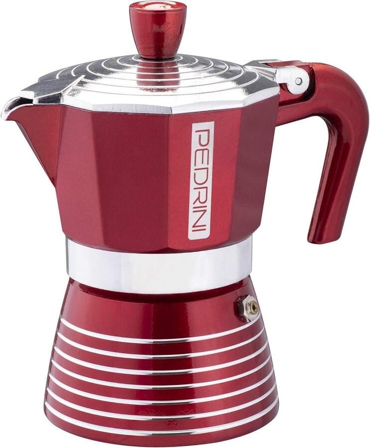 Espresso Maker Koffiezetter Moka Authentieke Koffie Italiaans Design 6 Koppen Glanzend Rood