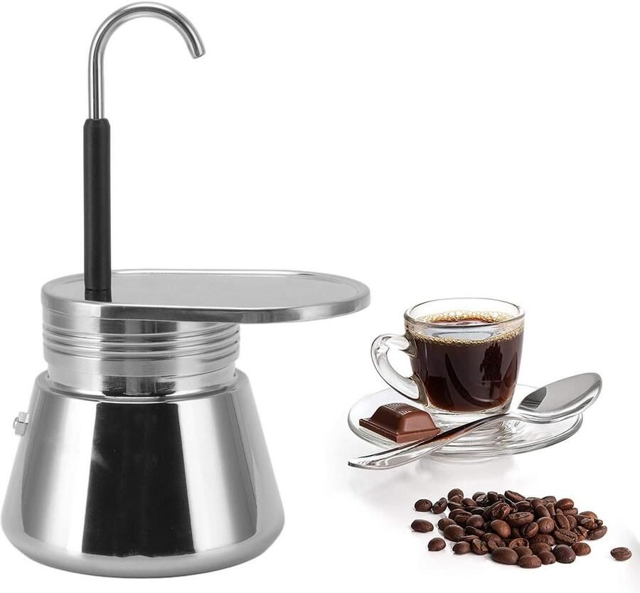 Espresso Maker Moka Pot Koffie Zetten Roestvrij Staal 500 ml Zilverkleurig