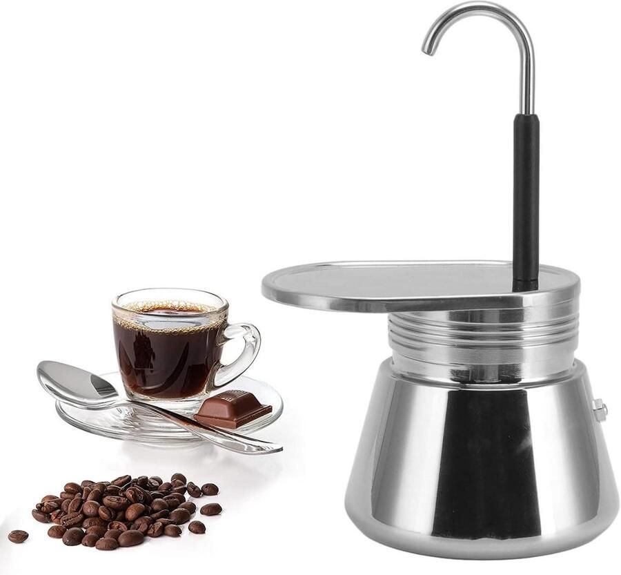 Espresso Maker Moka Pot Koffie Zetten Roestvrij Staal 500 ml Zilverkleurig