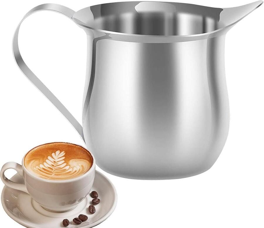 Espresso Melkopschuimer Melkkannetje Opschuimen Koffie Bereiden Smalle Schenktuit 90 ml Zilverkleurig