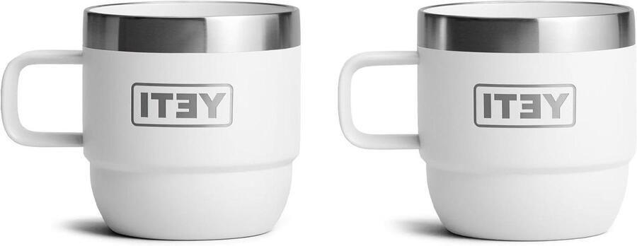 Espresso Mokken Koffiemokken Stapelbaar Sterke Koffie Dubbelwandige Isolatie 2 stuks 177 ml Wit