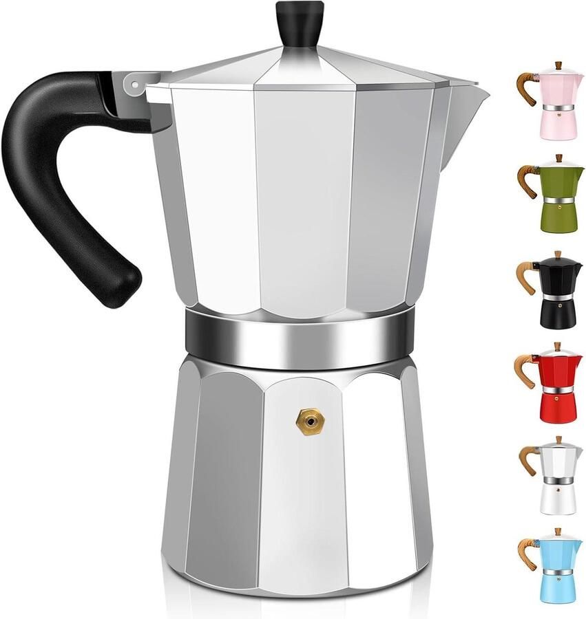 Espresso Percolator Moka Pot Koffie Zetten Duurzaam Aluminium 6 Kops 300ml Zilver