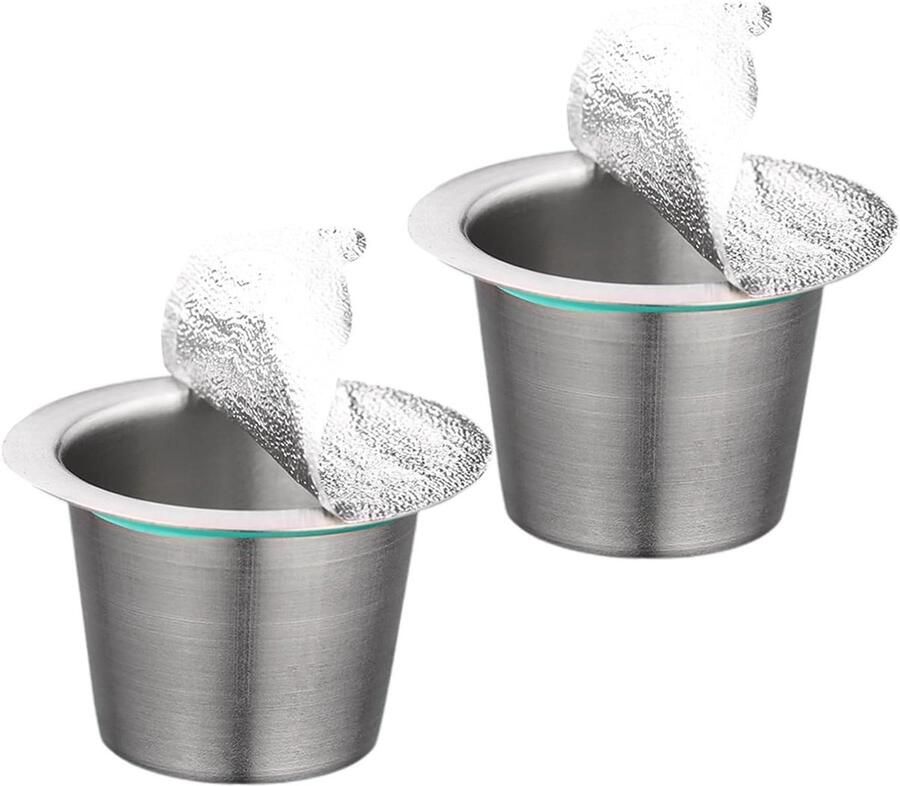 Espresso Pods Cup Koffiemachine Accessoires Koffie Bewaren Lekbestendig Ontwerp 2 Stuks Zilver