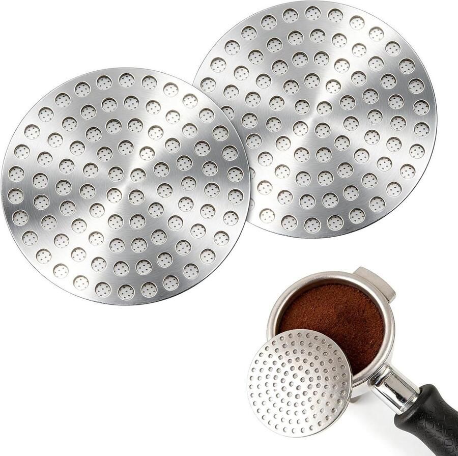 Espresso Puck Screen Koffiefilter Net Espresso Zetten Dubbellaags Filtratie 58 mm Zilver