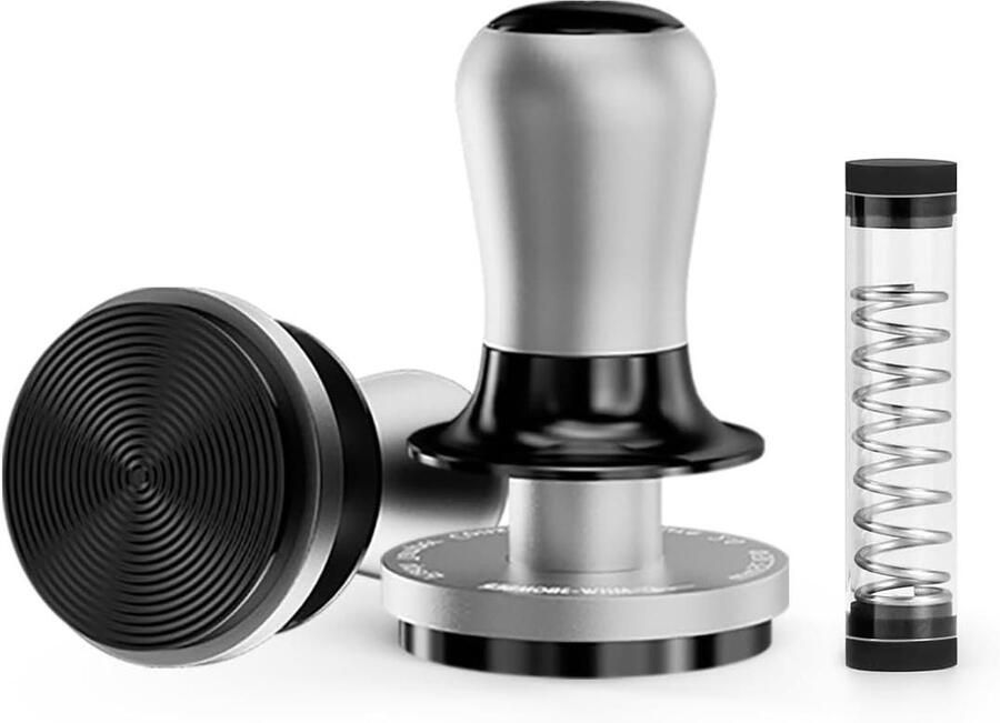 Espresso Sabotage Koffie Tamper Barista Werk Constante Druk Feedback 58 mm Zwart Zilver