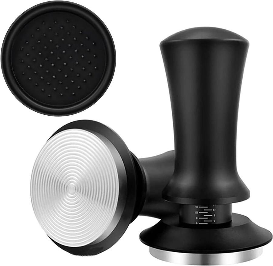 Espresso Sabotage Koffie Tamper Gelijkmatige Druk Veerbelast Ontwerp 51 Mm Zilver