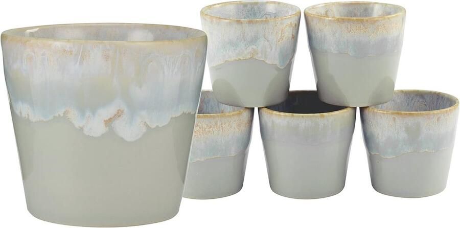 Espresso Set Kopjes en Schotels Koffie Genieten Gemaakt in Europa 6 Delig 9 cl Grijs
