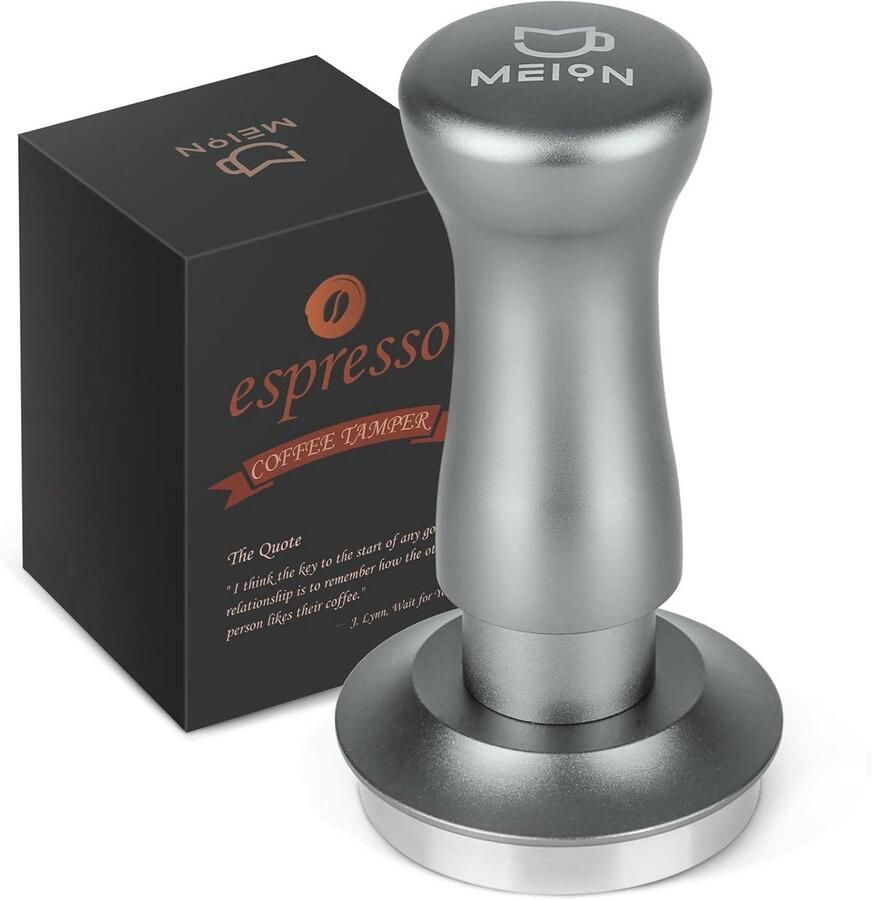 Espresso Stamper Koffie Aanstamper Perfecte Espresso Gekalibreerde Dubbele Veer 585 mm Zilver
